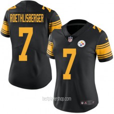Womens Pittsburgh Steelers #7 Ben Roethlisberger Authentic Black Rush Vapor Jersey Bestplayer